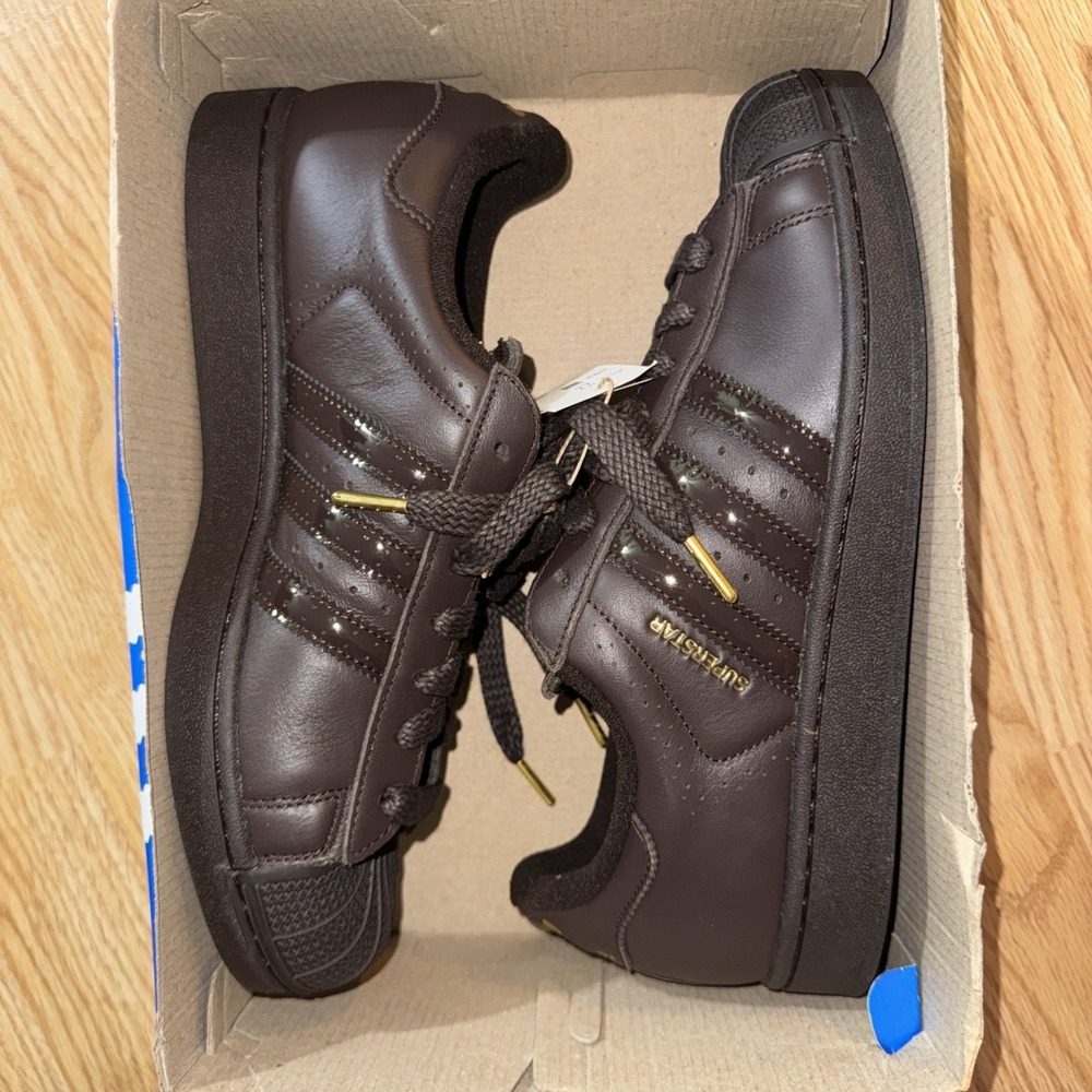 adidas Superstar II Mens Size 11 Brown Gold Leather Sneakers KH9180 - New